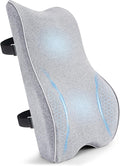 Lumbar Support Pillow for Office Chair, Back Support Pillow with Memory Foam, Relieves Back Pain, Removable Washable Cover & Adjustable Strap, for Car/Gaming Chair,Gift-Light Grey