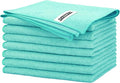 FIXSMITH Turquoise Microfiber Cleaning Cloth -Pack of 8, Highly Absorbent Cleaning Rags, 16"X12" All Purpose Cleaning Towels for Housekeeping, Kitchen, Car, Lint Free and Reusable Microfiber Towels