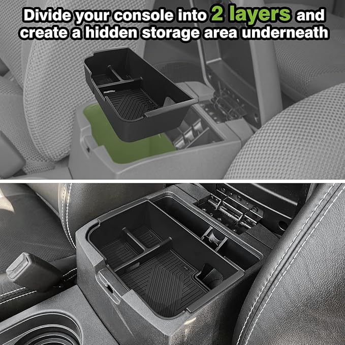 Muslogy Center Console Organizer Compatible with 2005-2021 Nissan Frontier & 2005-2012 Nissan Pathfinder Accessories Middle Console Divider Storage Box Armrest Insert Tray with Anti-Slip Mats