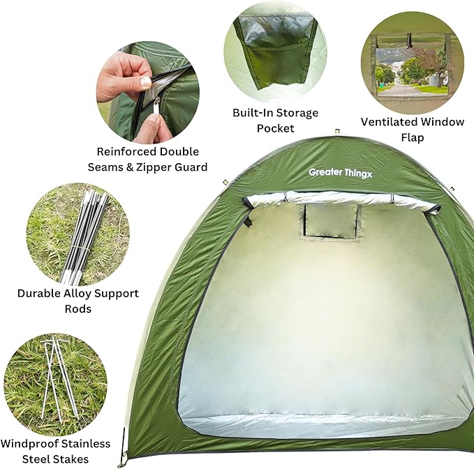 Bike Tent Outdoor Storage Waterproof - Heavy Duty Bike Covers Outdoor Storage Waterproof 2 Bikes - Bike Storage Pop Up Shed Tent for Camping, Bicycles, Motorcycles, ATVs, Garage, Travel