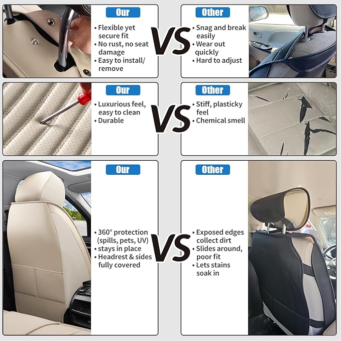 Front Seat Covers Fit for Toyota RAV4 2001-2026, Car Seat Covers Front Seats, Breathable Faux Leather Automotive Seat Covers Front Pair Anti-Slip Seat Cover(Beige, Front)