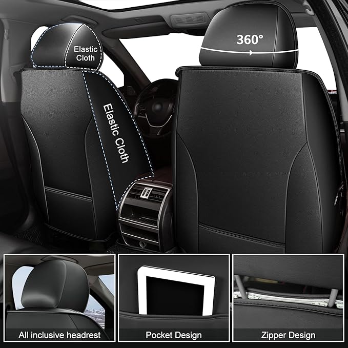 Car Seat Covers Fit for Kia Sorento 2007-2023 2024 2025 Custom Faux Leather Front Set Breathable Seat Cover Fit for Sorento (2 Seat,Black&Grey)