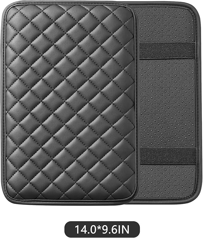 Car Armrest Covers, Vehicle Center Console Cover, Middle Storage Organizer Pad, Dog & Cat Paws Protetor, Nappa Leather, Waterproof, Anti-slip, Auto Interior Accessories, Black, Large Size
