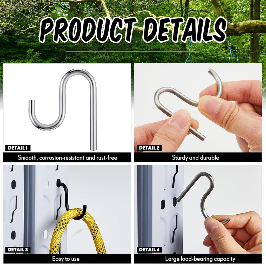 Blulu 20 Pcs 2'' Long Shed Hooks Shed Accessories for Hanging Heavy Duty Individual Utility Hooks Universal Wall Mounted J Utility Hangers for Tools Shovels Rakes Storage (Silver)