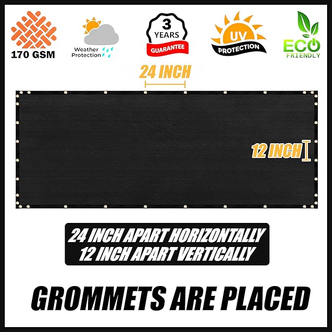 Royal Shade Custom Size 6' x 72' Black Fence Privacy Screen Windscreen Cover Netting Mesh Fabric Cloth - Cable Zip Ties Included (We Make Custom Size)