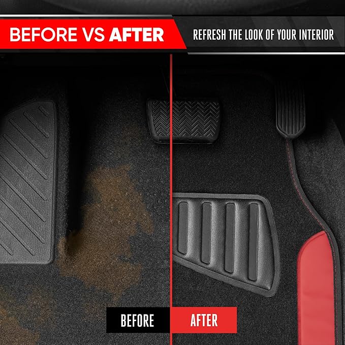 Motor Trend Waterproof Car Floor Mats Universal Fit Car Mats with Driver Heel Pad Leather Car Carpet Floor Mats for SUV Van Sedan Truck Anti-Slip Backing Carpet Mats Black and Red