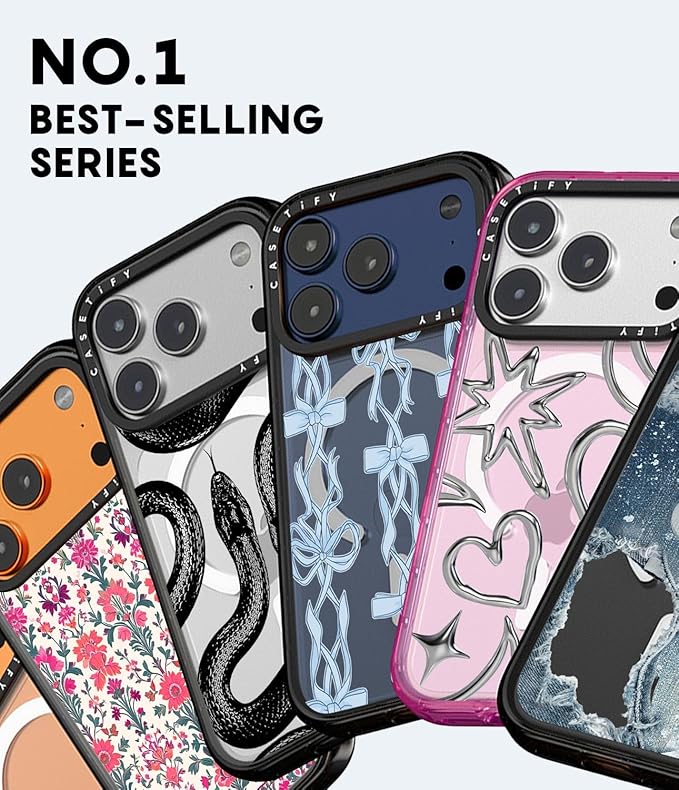 CASETiFY Impact iPhone 17 Pro Case [Slim/Compatible with Magsafe / 8.2 ft. 4X Military Grade Drop Protection] - Floral Collage - Clear Black