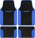 BDK carXS Fresh Two-Tone Carpet Floor Mats, Tribal Tattoo Design with Vinyl Trim for Car Sedan Truck SUV, Front & Rear Set of 4, Blue