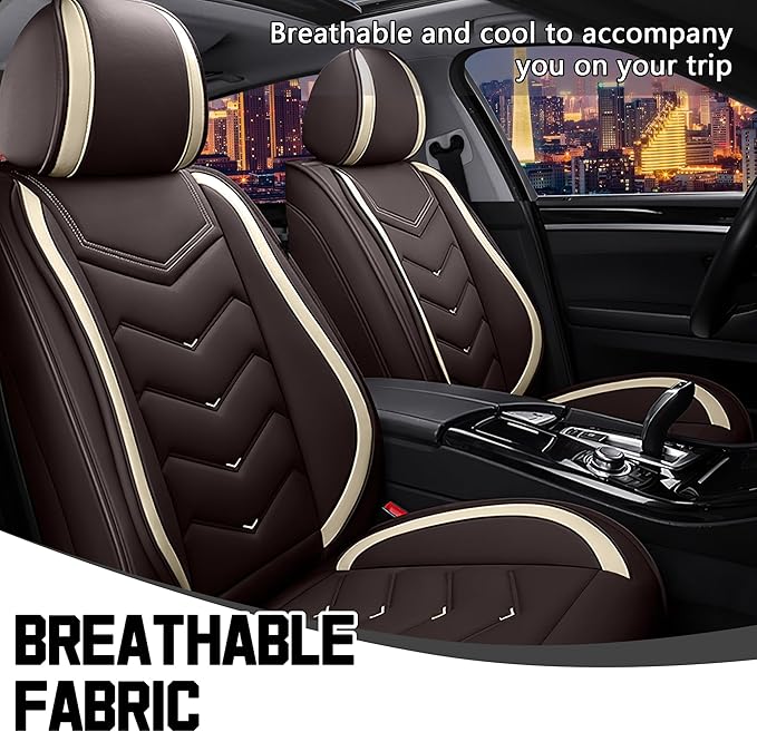CTDS Car Seat Covers for Toyota Corolla 2000-2026, Stylish Sport Seat Cover, Premium Nappa Leather Car Seat Cover. Automobile Seat Covers Sets.(Standard 2 Seats/Coffee Color)