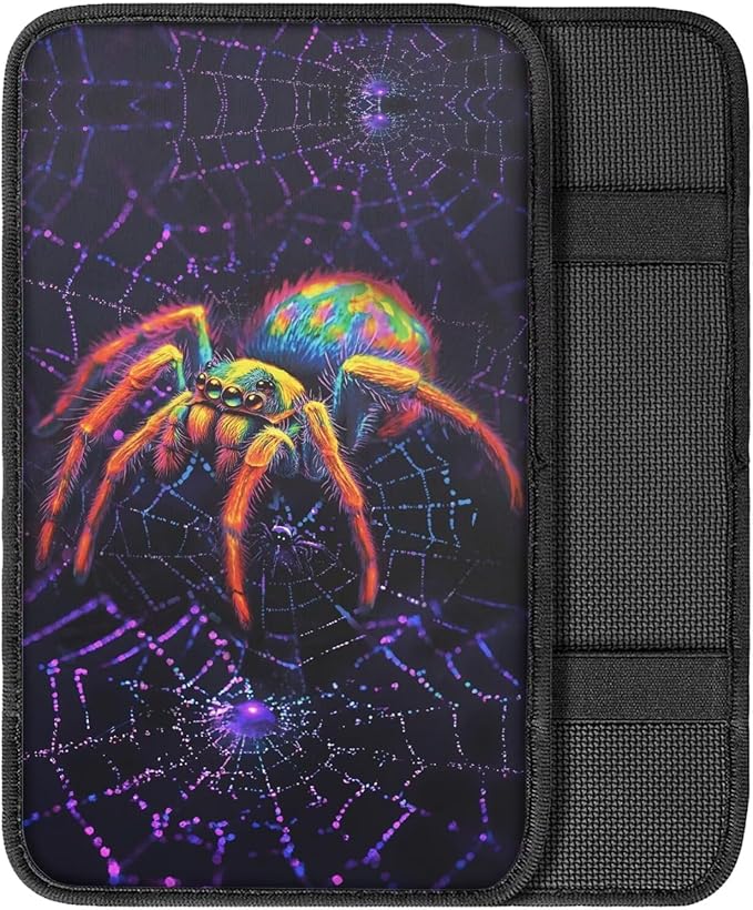 Spider Car Center Console Cover Pad Spider Web Car Accessories Breathable Automotive Armrest Cover Auto Center Console Armrest Cushion Covers Pads for Women Men