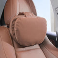 Car Headrest Pillow for Driving, Dual-Sided Leather Design Neck Pillow, Breathable Softness Neck Support, Universal Fit Head Rest Travel Pillow, Brown, 1 Pack