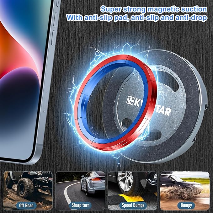 Kyostar Magnetic Phone Mount for Jeep Wrangler JL 2018-2023 Air Vent Car Holder, 360° Adjustable Strong Suction for All Smartphone