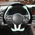 Furry Cute Steering Wheel Cover, Soft Fluffy Short Plush Auto Accessories, Non-Slip Cold-Proof Sweat-Proof Colorfast, Universal 15 inch(Black with Green)