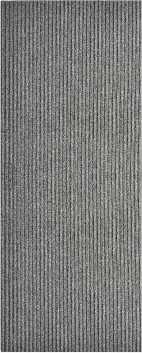 iCustomRug Spartan Weather Warrior Indoor/Outdoor Utility Ribbed Carpet Runner with Non-Slip Thermoplastic Rubber Backing, 3ft X 30ft in Grey