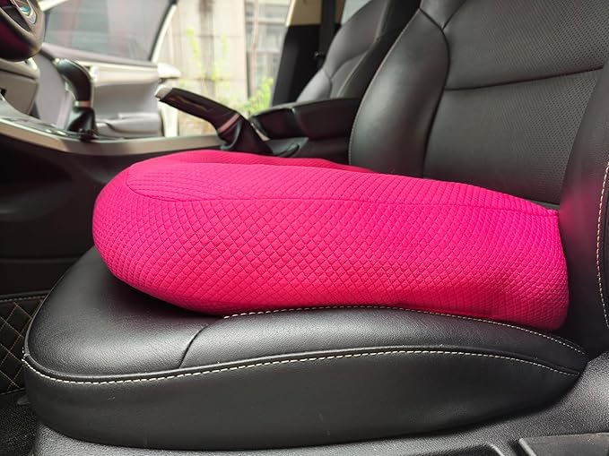 Adult Booster Seat Cushion for Car Height Increase Thick Pad for Office Chair Rocking Chair Floor Pillow Back Pain Coccyx Pain Relief, Carry Handle-Hot Pink