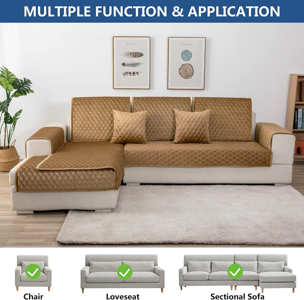 Eismodra Couch Cover,Sectional Couch Covers,Sofa Covers for 3 Cushion Couch,Anti-Slip Sofa Slipcovers for Dogs Cats Kids Loveseat Recliner L Shaped Armrest Backrest,Coffee 43''x70''(Only 1 Piece)