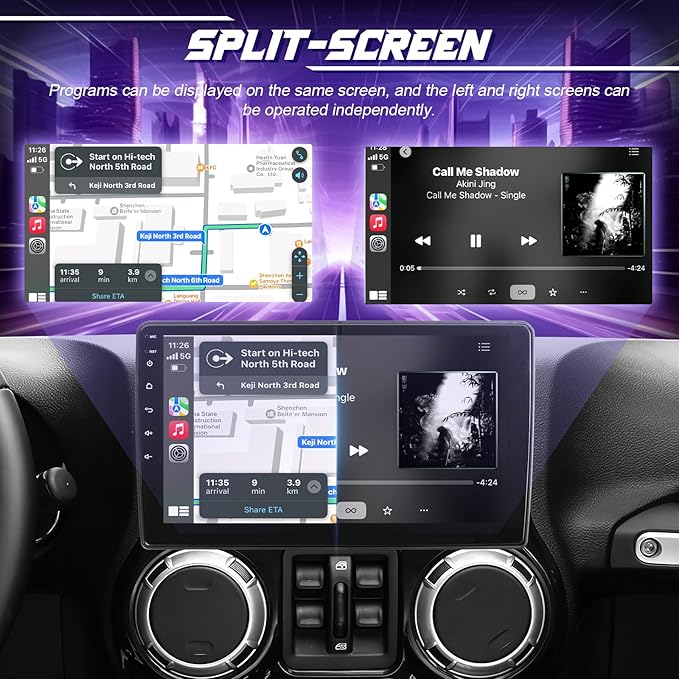 Leadfan Car Radio for Jeep Wrangler JK 2007-2018 Dodge RAM 1500 2500 3500 Wireless CarPlay Android Auto, 10.1inch Touch Screen for Dodge Grand Caravan Car Stereo GPS Navi Bluetooth FM SWC+Rear Camera