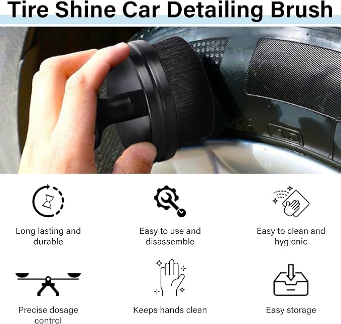 Tire Shine Applicator Brush, Tire Shine Brushes, Tire Dressing Brush Applicator with Seal Cover, Tire Brush for Car Detailing, Tire Gel Applicator, High Density Detail Factory Tire Brush (Yellow)