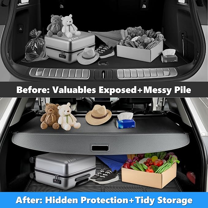 MIALUTY® Cargo Cover for 2015-2020 Hyundai Tucson Retractable Trunk Cover Tucson Accessories Anti-Peeping Anti-Theft Privacy Screen,Trunk Luggage Shield Shade Carbon Fiber Texture