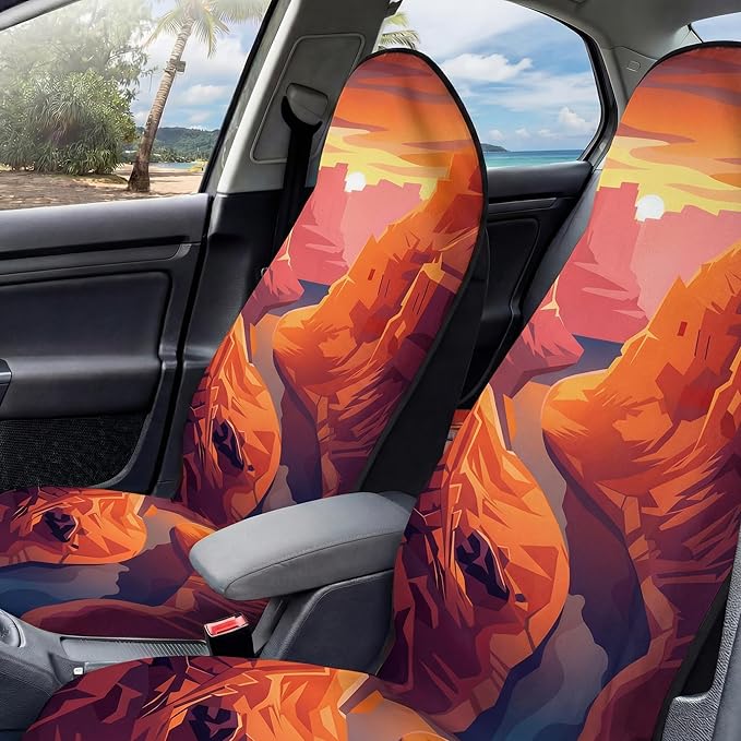 2 Pack Car Seat Towel Covers, Sweat Protector for Front Seats, Premium Thickened Microfiber with Horseshoe Bend, Breathable & Quick Dry, Slip-on Headrest Pocket for Gym Running Beach Universal Fit Red