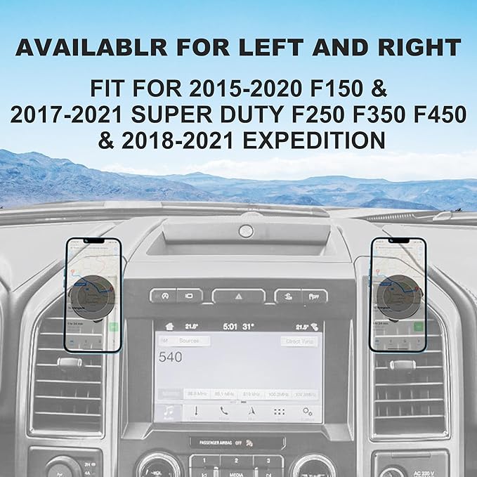 Surfcabin CNC Vent Phone Holder, Magnetic Car Air Vent Phone Holder Cradles Mount Compatible with F150 2015-2020 & Super Duty F250 F350 F450 2017-2021 Universal Bracket Stand for iPhone & Android