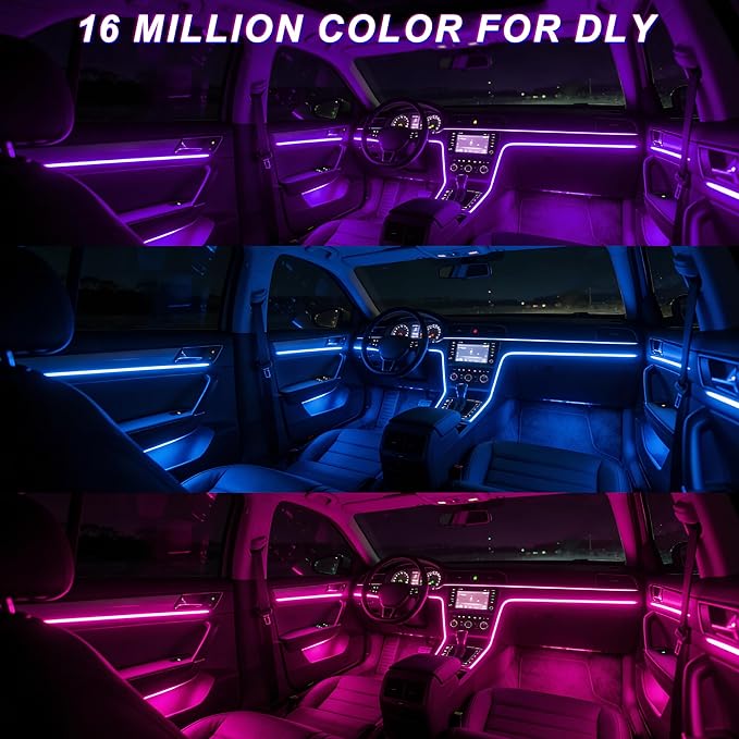 LED Lights for Car Interior - 5 in 1 Wireless Ambient Lighting Kit with 236" Fiber Optic, 16 Million Colors, APP Music Sync - Car Neon Lights for Cars, Trucks, SUVs（Cigarette）