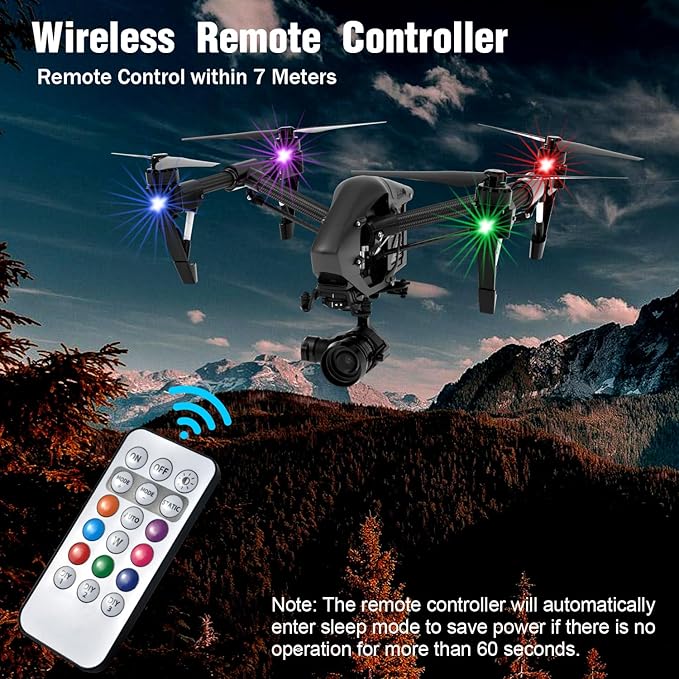 8PCS Wireless LED Strobe Lights with Remote Control, 8 Colors Rechargeable Led Lights Anti-Collision LED Emergency Warning Lights for Car Motorcycle Bike Drone Aircraft