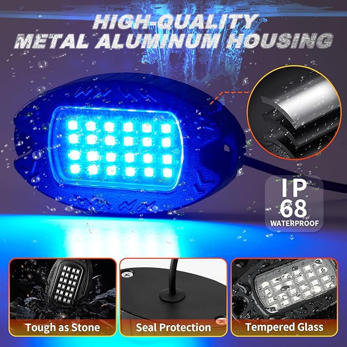 2 Pods Replacement Damaged Pod for Segmented Metal RGB LED Rock Lights 12v Underglow Light Multicolor Waterproof Neon for Jeep Trucks ATV UTV Golf Cart Offroad Pickup RZR SXS