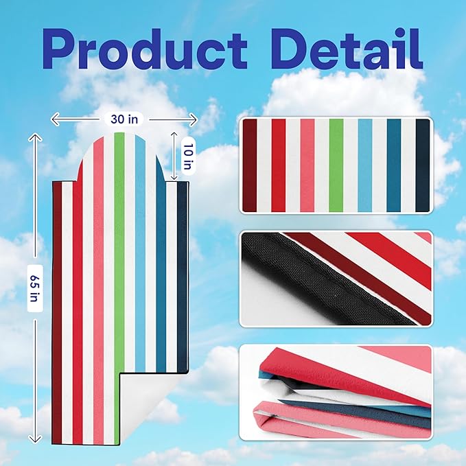 2 Pack Car Seat Towel Covers, Sweat Protector for Front Seats, Premium Thickened Microfiber with Colorful Rainbow Stripes, Breathable & Quick Dry, Slip-on Headrest Pocket for Gym, Beach, Running
