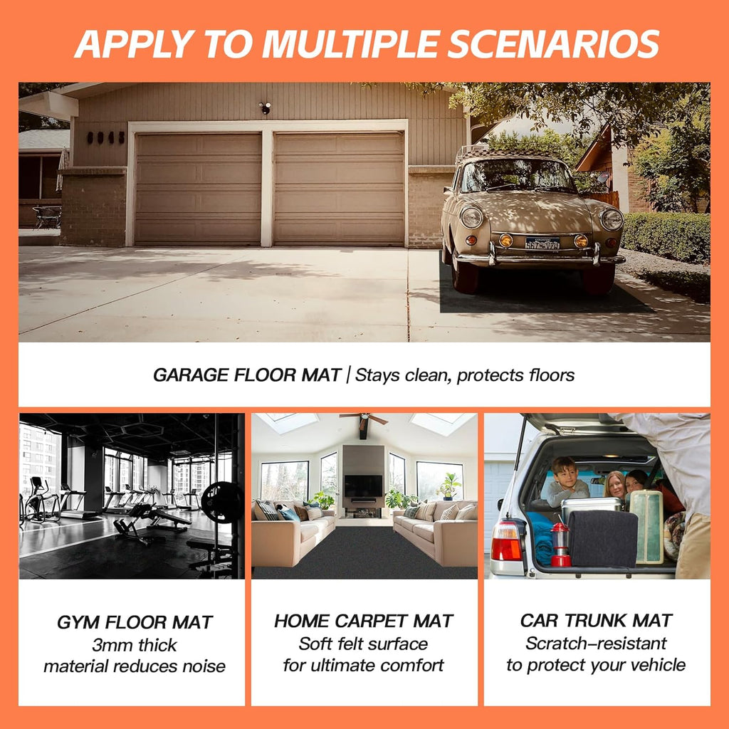 8.2’x 22' Garage Floor Mat & Oil Spill Mat, Heavy Duty Under Car Mat for Garage & Driveway, Protects Against Oil, Chemicals & Stains with TPE Anti-Leak Backing, Reusable & Washable