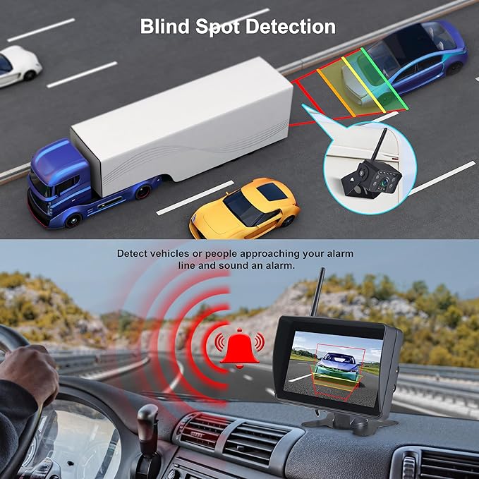 Wireless RV Backup Camera - 7'' IPS Touch Screen, 1080P HD Rear View Camera System with BSD Alert, DVR 4 Channels, IR Night Vision, Compatible with Pre-Wired RVs, Trailer, Camper, 5th Wheel