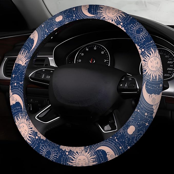 Car Steering Wheel Cover, Universal 15 Inch Neoprene Non-Slip Steering Wheel Covers, Funny Car Accessories for Women Men Fit Auto, Suvs, Truck Cute Blue Magic Universe