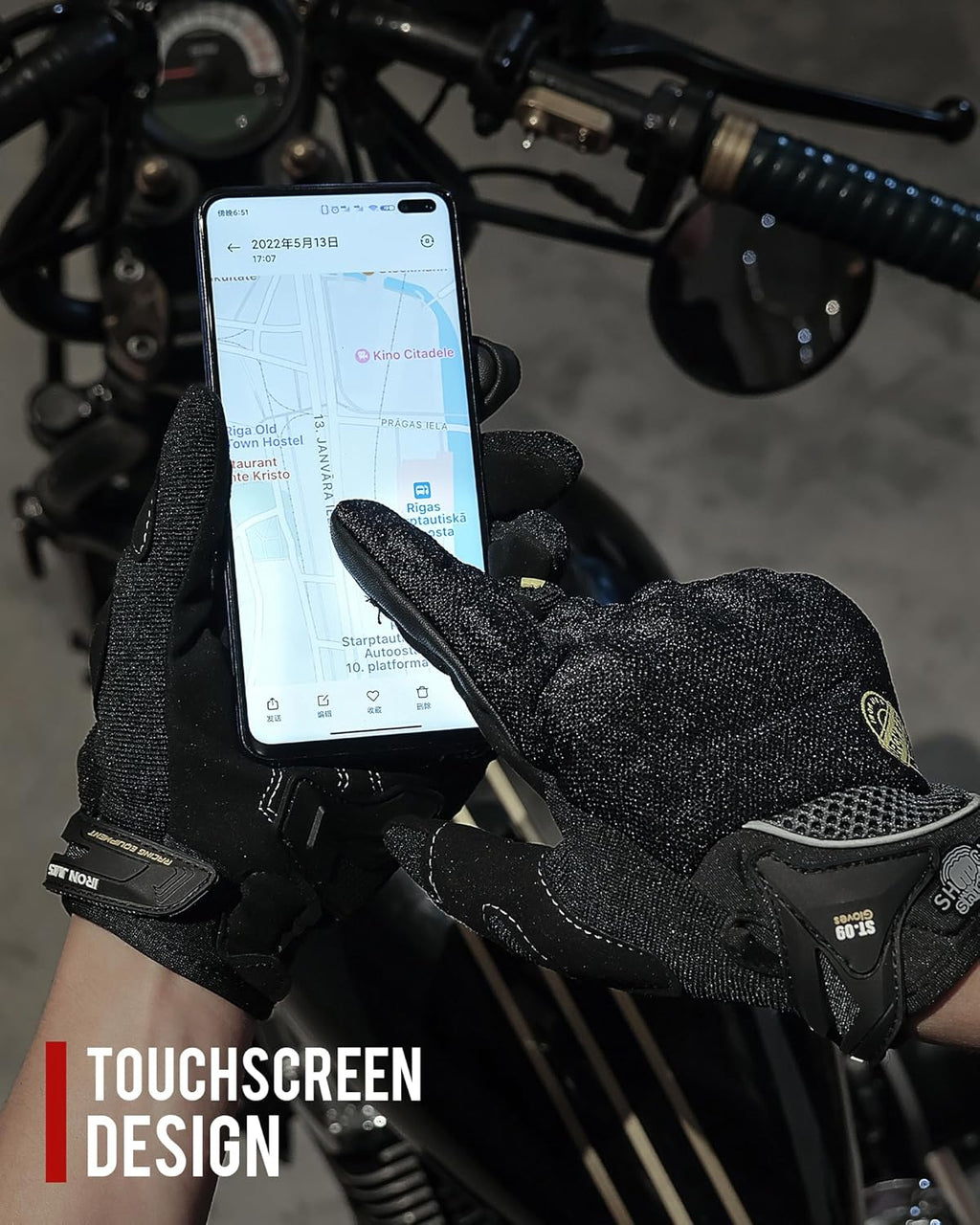 BORLENI Motorcycle Riding Gloves Touch Screen Full Finger Glove Motocross Road Racing Bike Outdoor Sports for Women Men