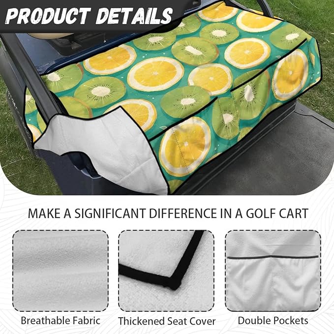 Biyejit Golf Cart Seat Covers with 4 Pockets Golf Cart Seat Towel Blanket Fits 2-Seat Golf Carts, Golf Cart Accessories