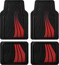 Road Comforts Car Floor Mats Full Set – Front & Rear Car Floor Mats with Aluminum Design, Anti-Slip Backing, All-Weather Protection, Trim-to-Fit Car Mats for Most Sedans, SUVs & Vans - Red