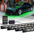 Xprite Car Underglow Neon Accent Strip Lights, 4 Pcs RGB 252 LEDs Underglow Kit with Sound Active Function Music Mode & Wireless Remote, Exterior Car Lights Underbody Lighting for Truck SUV Van