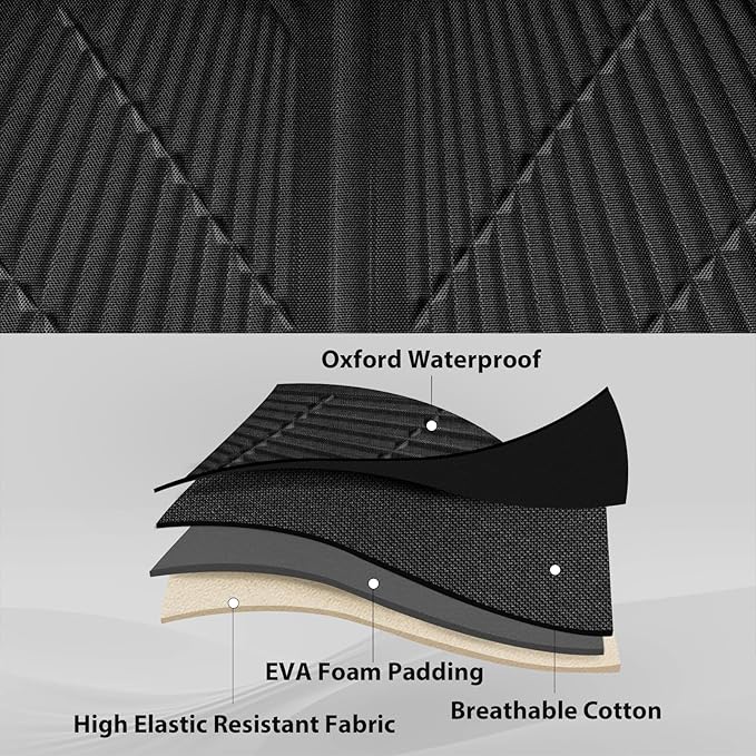 CAR PASS Leather Oxford Rear Seat Covers, Waterproof Back Seat Covers,All-Weather Non-Slip Durable, Universal Fit for SUVs Sedans Trucks Vans Automotive,Black