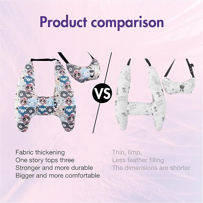 Car Pillow for Kids, Car Neck Head Support Cushion Set,Travel car seat Safety Pillow,h Shape car Sleeping Pillow Kids,Pillow case can be Disassembled and Washed (H)