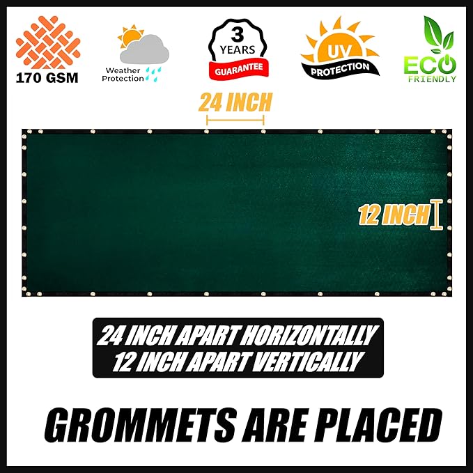 Royal Shade Custom Size 6' x 145' Green Fence Privacy Screen Windscreen Cover Netting Mesh Fabric Cloth - Cable Zip Ties Included (We Make Custom Size)