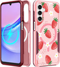 for Samsung Galaxy A16 5G Phone Case - Compatible with MagSafe Women Girls Cute Magnetic Protective Cover Girly Pretty Kawaii Strawberry Heavy Duty Shockproof Design for Samsung A16 5G Case