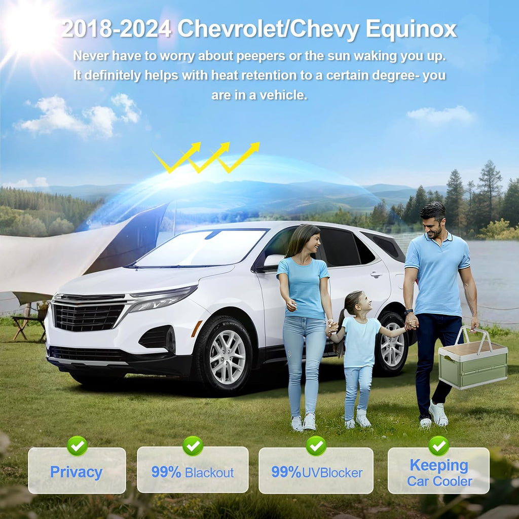 8pcs Car Window Shades for Chevrolet/Chevy Equinox 2018-2024 Accessories,Windshield Side Rear Full Sunshade,Sun Visor UV Blocking, Privacy Protection and Blackout for Camping Outdoor