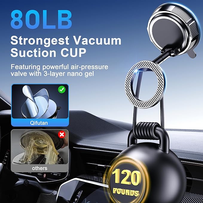 Qifutan for MagSafe Car Phone Holder Mount Phone Mount for Car Windshield Dashboard Air Vent Universal Hands Free Automobile Cell Phone Holder Fit for iPhone Smartphone Camera Mounts