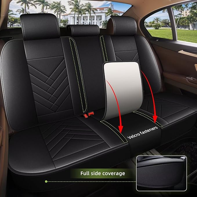 AOMSAZTO Car Seat Covers Full Set for Toyota Corolla 2000-2019: Faux Leather Automotive Seat Cover Waterproof Compatible Airbag(5 Seats, Black&Grey)