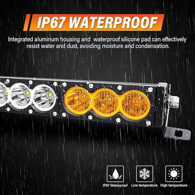 Willpower 32 inch LED Light Bar Single Row White Amber Dual Color 180W Off Road Light Bar Spot Flood Combo LED Work Light Truck UTV 4x4 Cars SUVs ATVs Boats Fog Driving Light with Wiring Harness kit