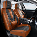 Coverado Front Seat Covers, Car Seat Covers Front Seats, Nappa Leather Seat Covers for Cars, Waterproof Seat Covers with Lumbar Support Universal Fit for Most Cars SUV Trucks (Front, Brown-Black)