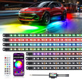 8PCS Car Underglow Light Bar Kit - Wireless App & Remote Control Dreamcolor Chasing Lights, Aluminum Exterior Underbody Multicolor Soundsync Neon Light Strip for Car Truck RV