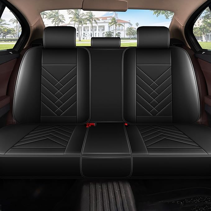 AOMSAZTO Car Seat Covers Full Set Fit for Nissan Kicks 2018-2025 2026 Waterproof Faux Leather Car Seat Cushions Automotive 5 Seat Covers Set（Black）