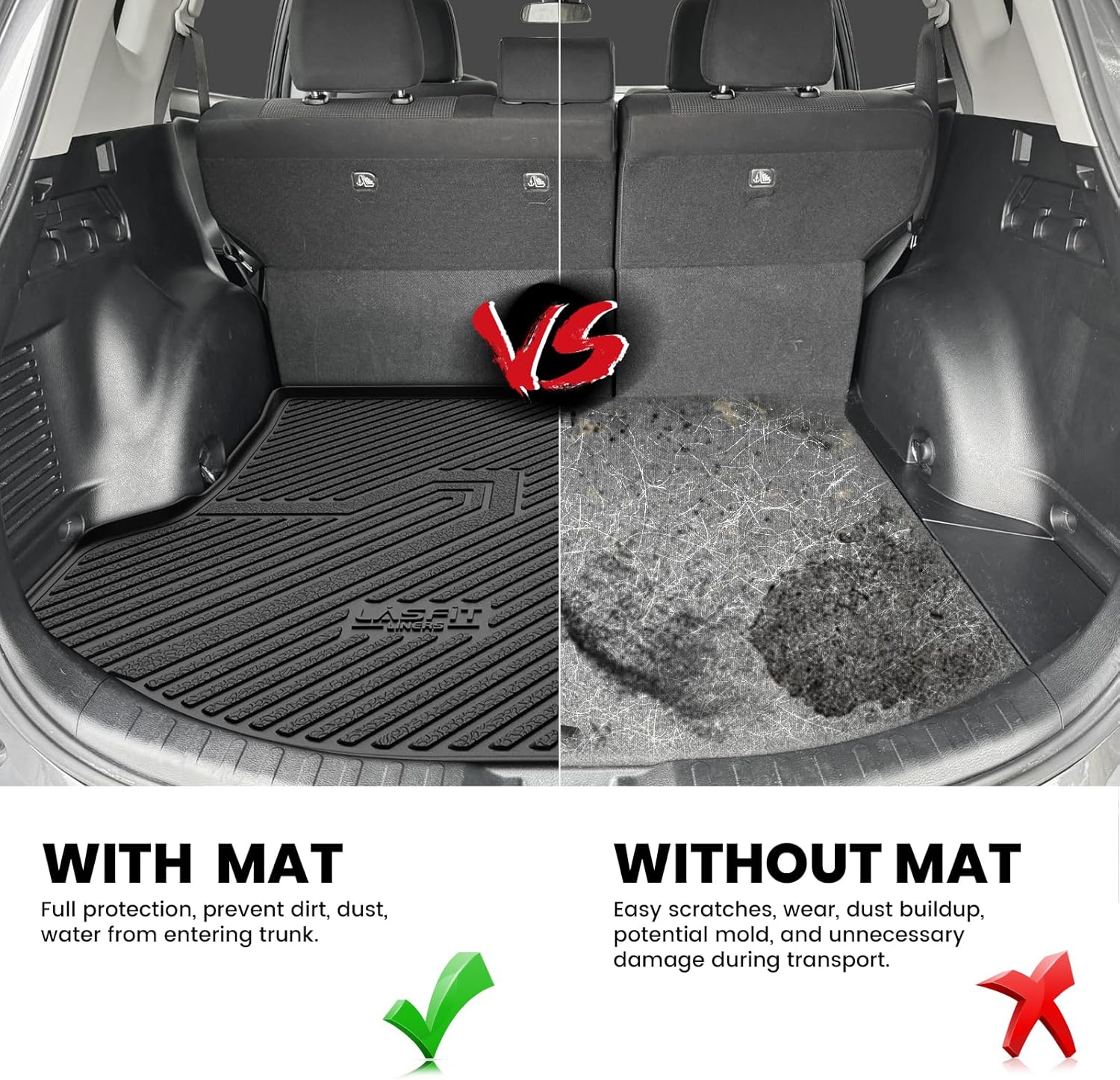 LASFIT Cargo Mat Fit for Toyota RAV4 2013-2018 TPE All Weather RAV4 Hybrid and Gasoline Trunk Mat 2013 2014 2015 2016 2017 2018 Custom Fit Rear Cargo Liner, Black