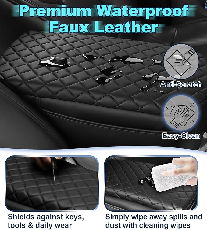 Center Console Cover for Ford Explorer Arm Rest Lid, Diamond Quilted Armrest Pad with 1-Inch Comfort Lift (2020-2026)