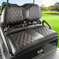 DRIVE UP Golf Cart Diamond Seat Covers Fit for Club Car Precedent, Black Diamond Cross Leather Club Car Seat Covers with Diamond Cross Pattern, Black with Brown Stitching, Wear-Resistant, Waterproof